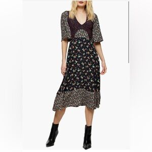 Topshop Mixed Print Midi Dress